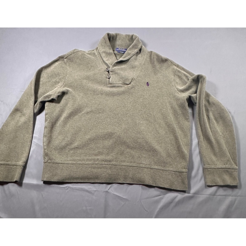 Polo Ralph Lauren Mens Estate Rib Shawl Collar Pullover Sweater Olive Green M